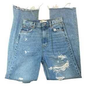 Zara high-rise distressed straight-leg jeans 2